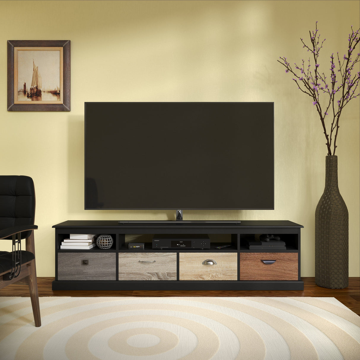 Dorel Home Mercer Range Black TV Console for Screen upto 65 inch