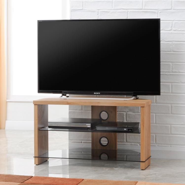 TTAP Montreal TV Stand in Oak and Clear Glass (TVS1003)