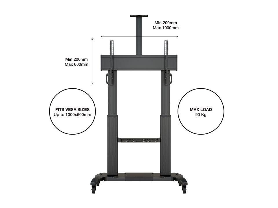 Multibrackets M Public Floorstand Dual Pillar 180 HD Height Adjustable TV Trolley