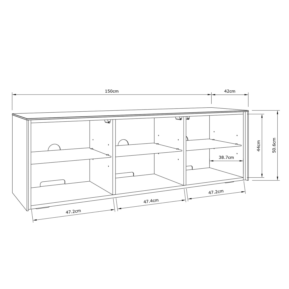 Frank Olsen High Gloss White 1500mm TV Cabinet with LED Lighting