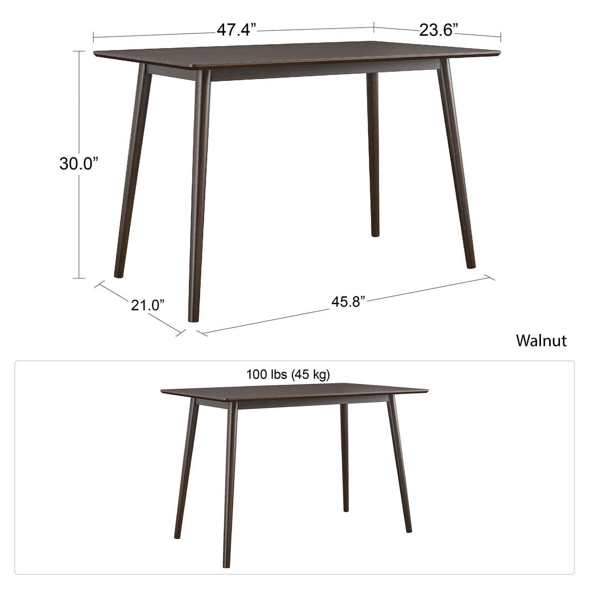 Novogratz Brittany Walnut Home Office Study Desk (4524801COMNUK)