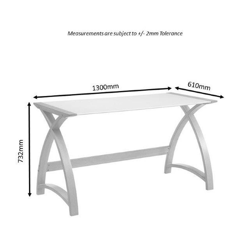 Jual Helsinki Curved 1300mm Laptop Desk in Grey Ash and White Glass