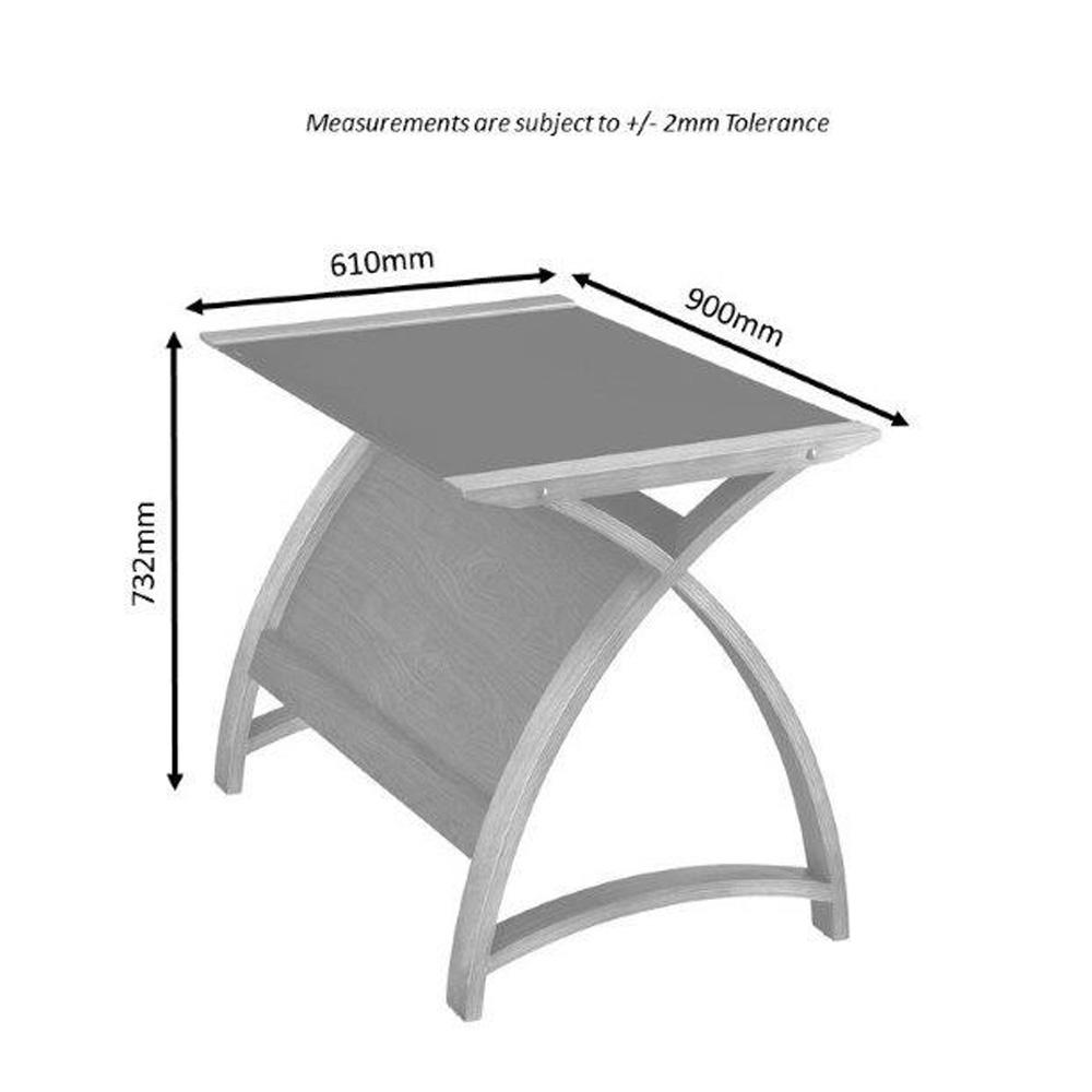 Jual Helsinki 900mm Curved Laptop Table in Grey with White Glass