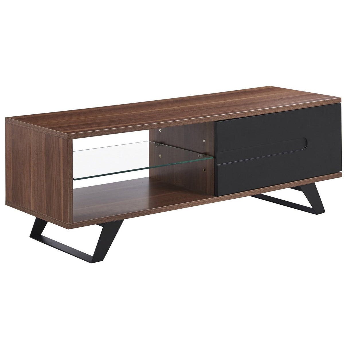 TTAP Miami TV Stand in Walnut and Black (MIA-1200-WAL)