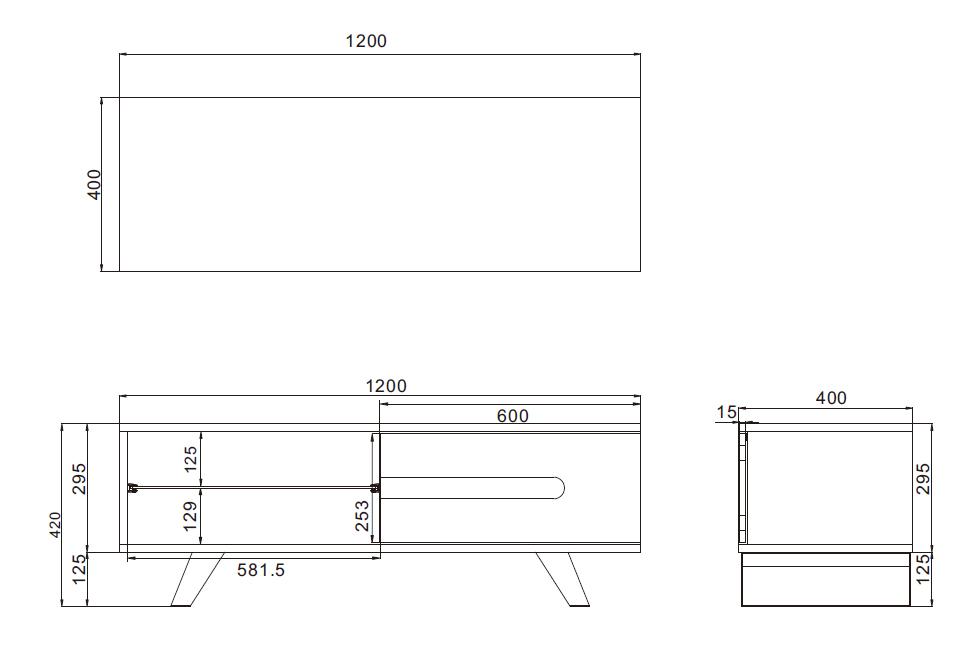 TTAP Miami TV Stand in Walnut and Black (MIA-1200-WAL)