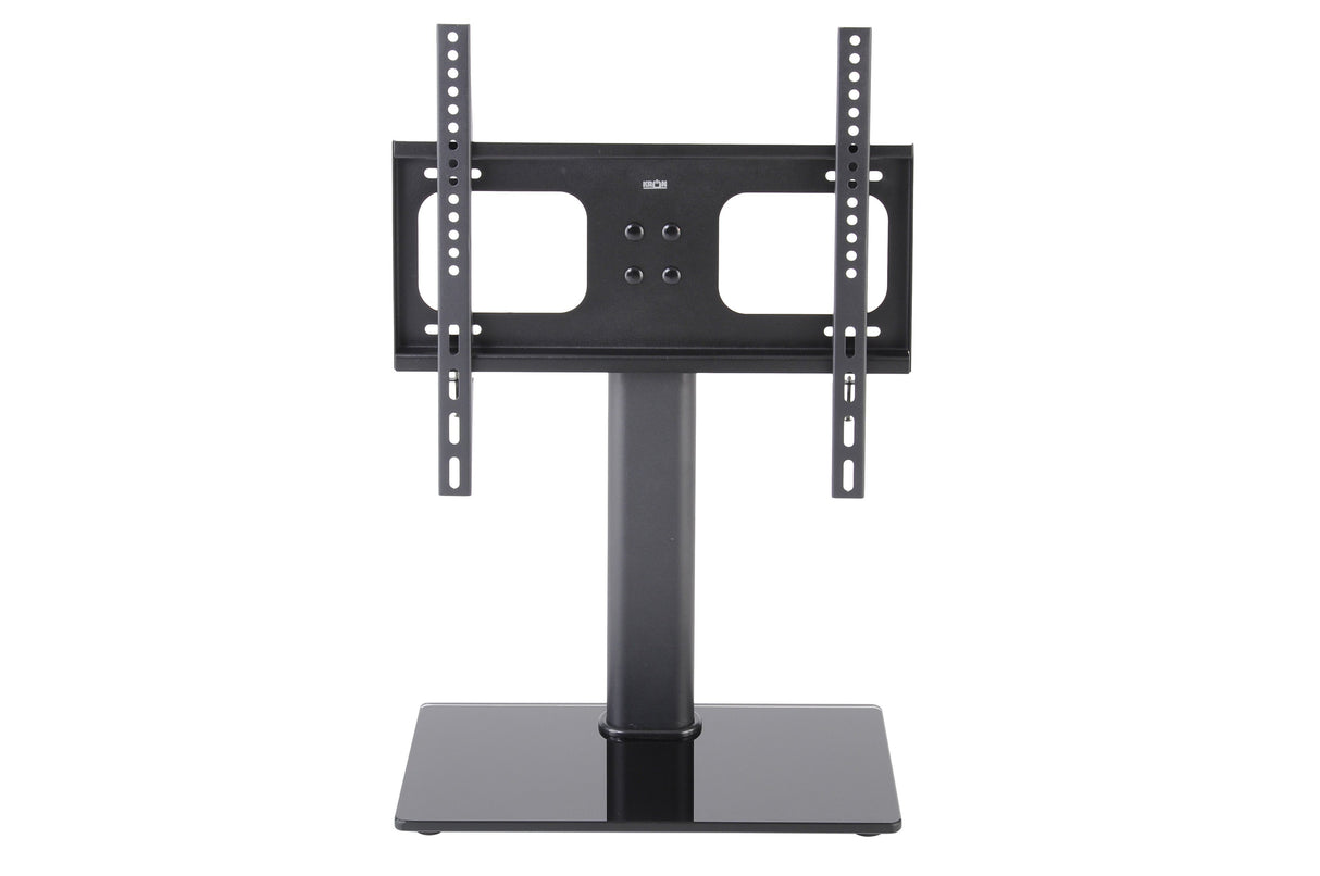 TTAP TT64F Universal Black Glass Tabletop Pedestal TV Stand for up to 65" TVs - Fixed