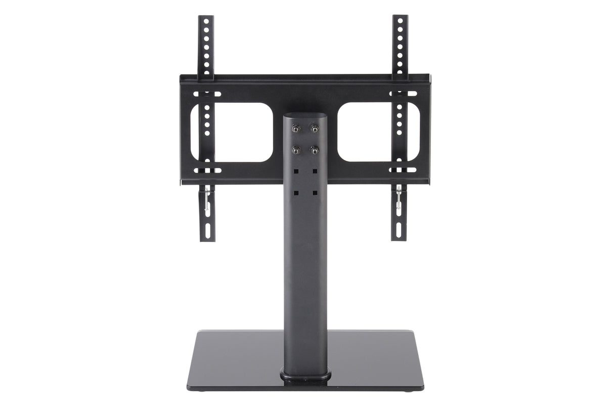 TTAP TT64F Universal Black Glass Tabletop Pedestal TV Stand for up to 65" TVs - Fixed