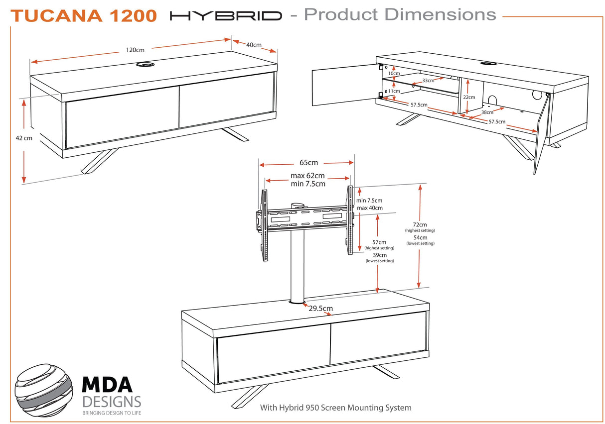 MDA Designs Tucana Hybrid Gloss Black TV Stand