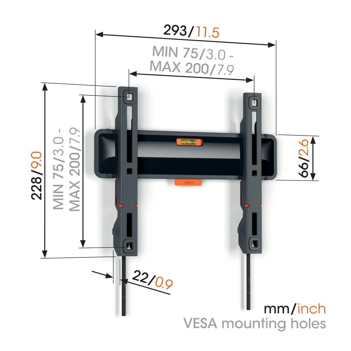 Vogels TVM 3205 TV (19-50") Fixed Black TV Wall Bracket