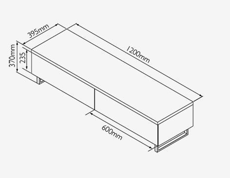 AVF PM120LO Panorama Piano Gloss Black and Light Oak Small TV Cabinet (406431)
