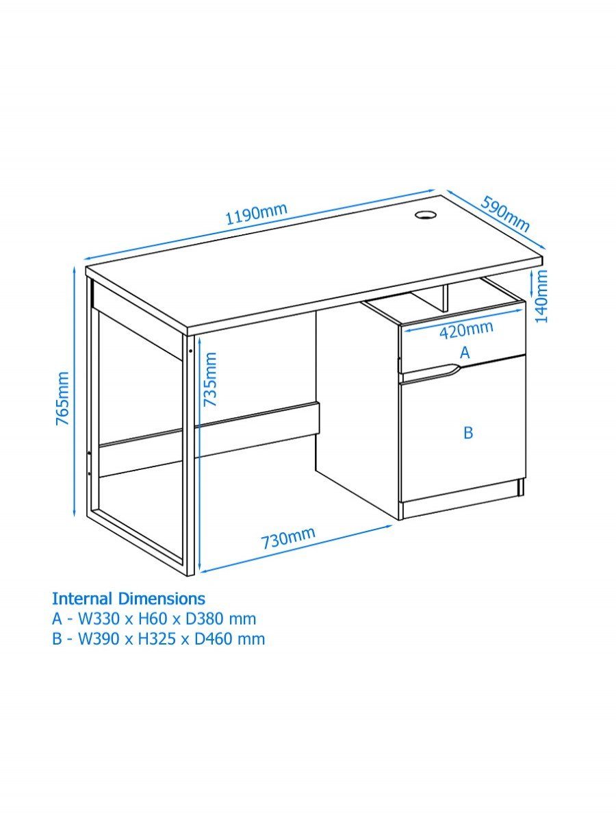 Alphason Bridport White Home Office Desk (AW3130)