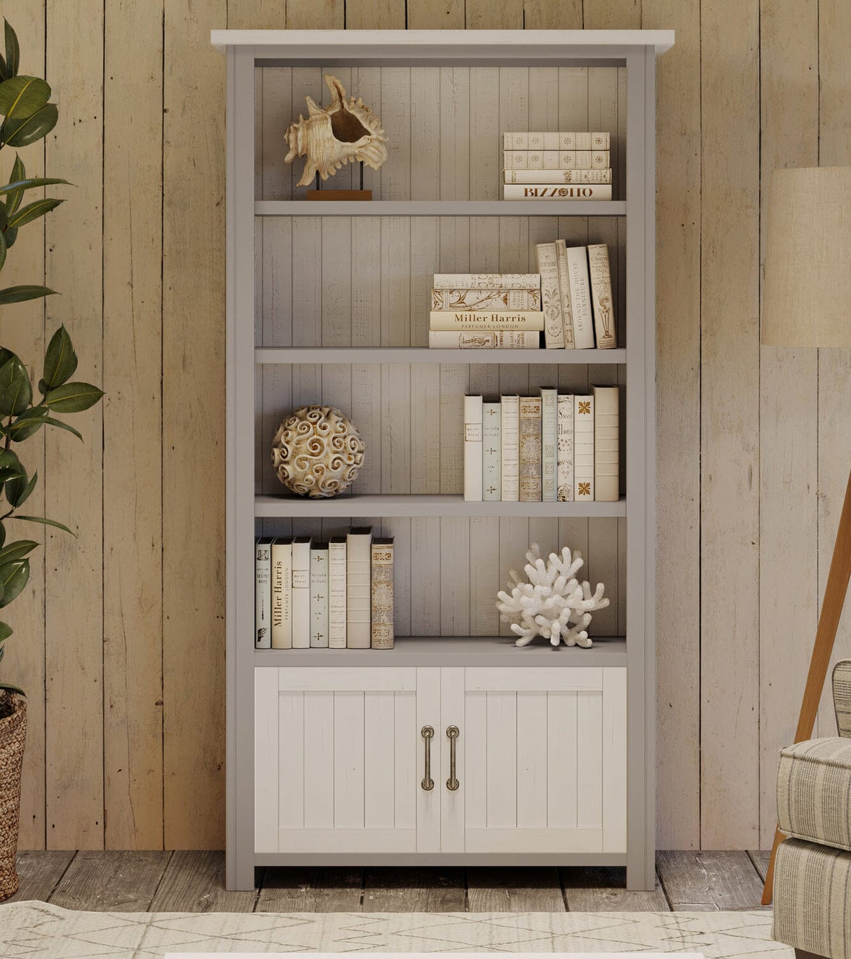 Baumhaus Greystone - Large Open Bookcase with Doors (VTTG01B)