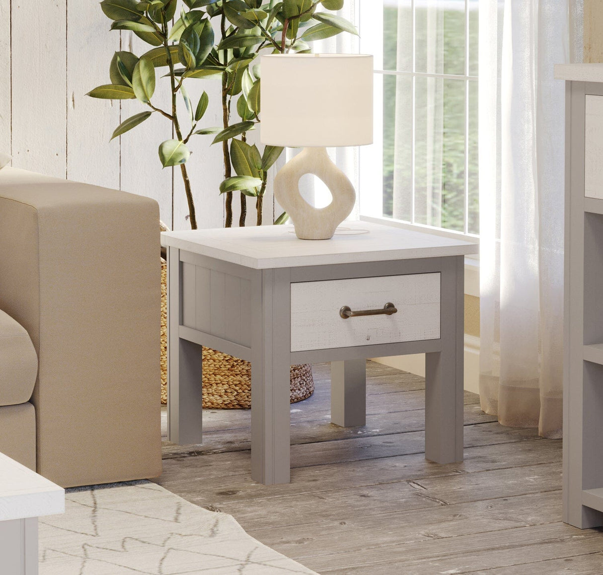 Baumhaus Greystone - Lamp Table With drawer (VTTG10B)
