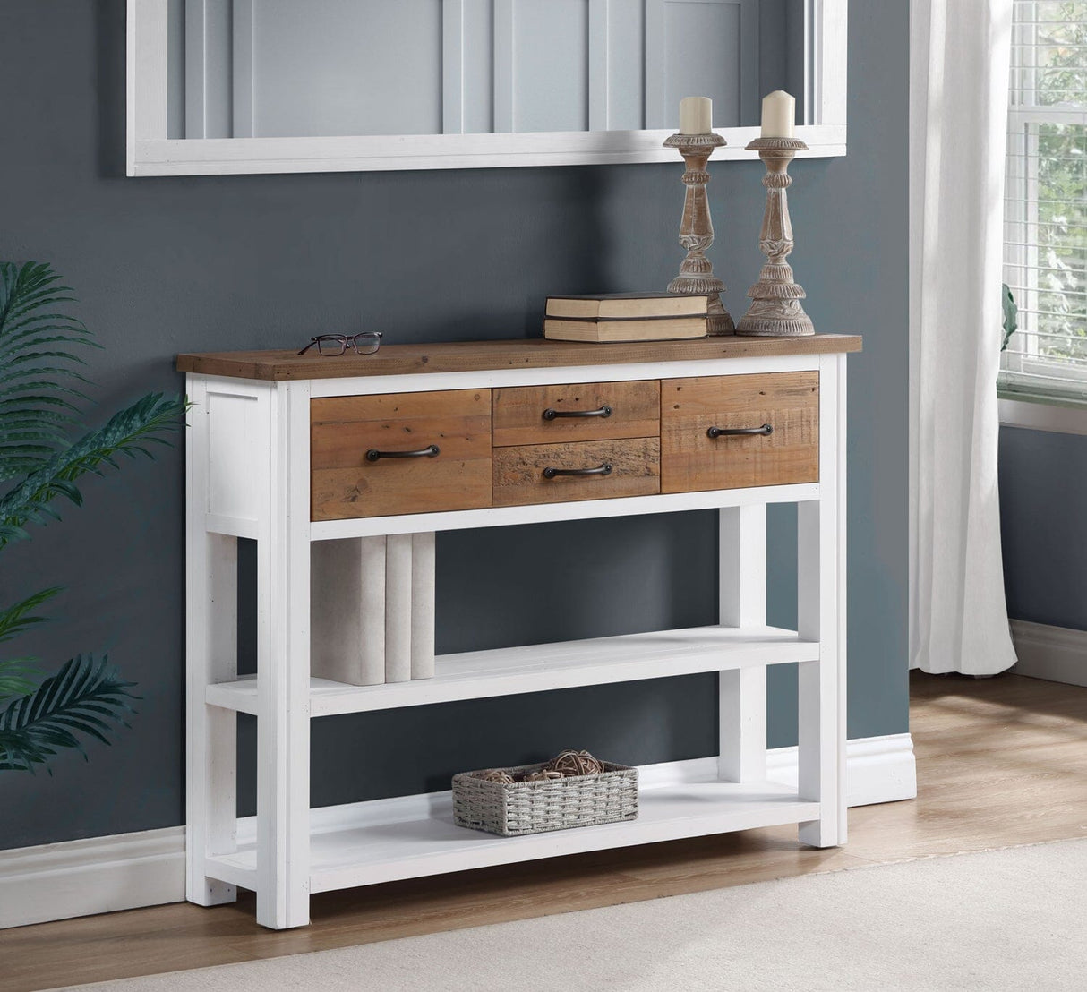 Baumhaus Splash of White - Low Bookcase / Console (VTTW02A)