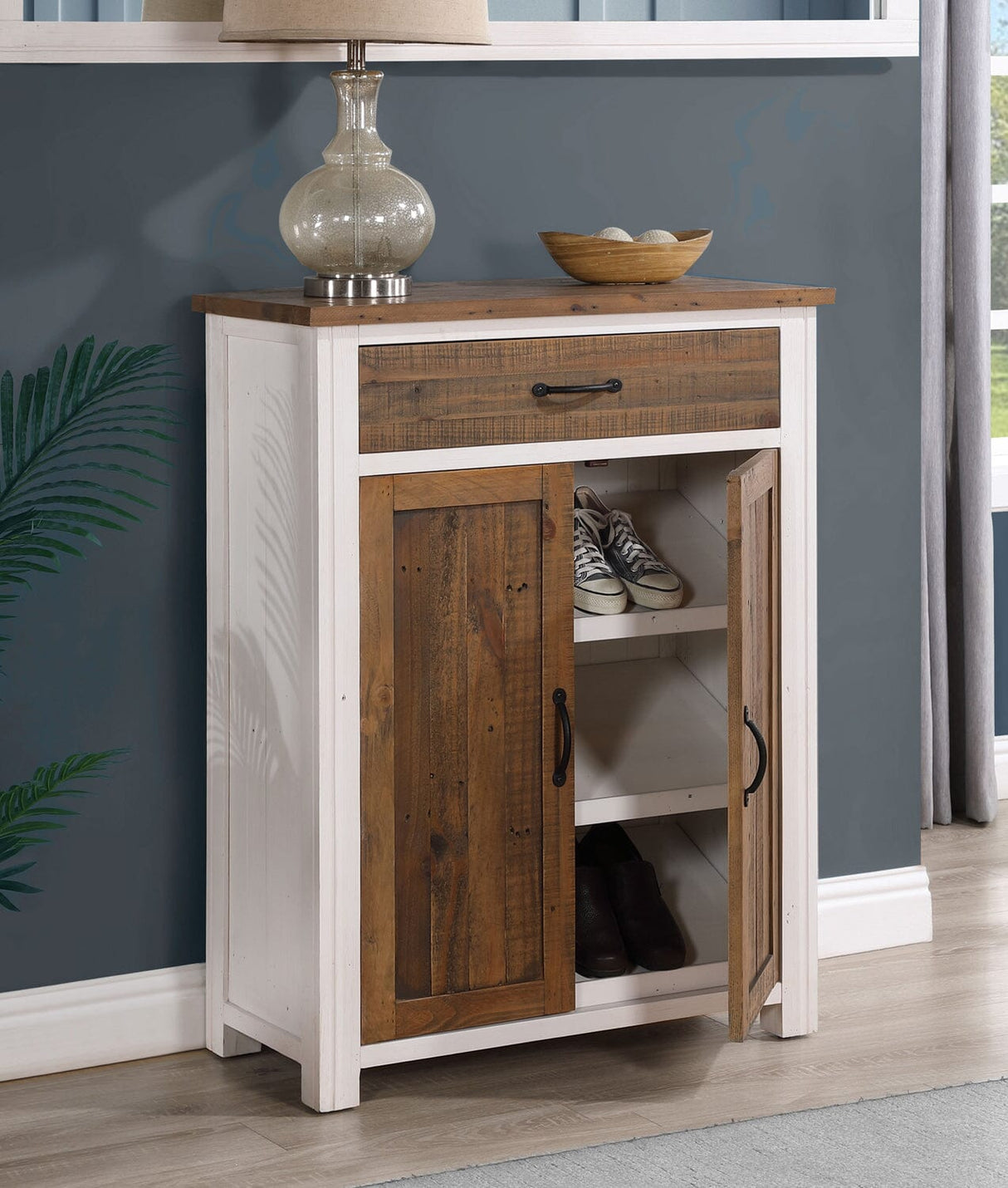 Baumhaus Splash of White - Shoe Storage Cupboard With Drawer (VTTW20A)