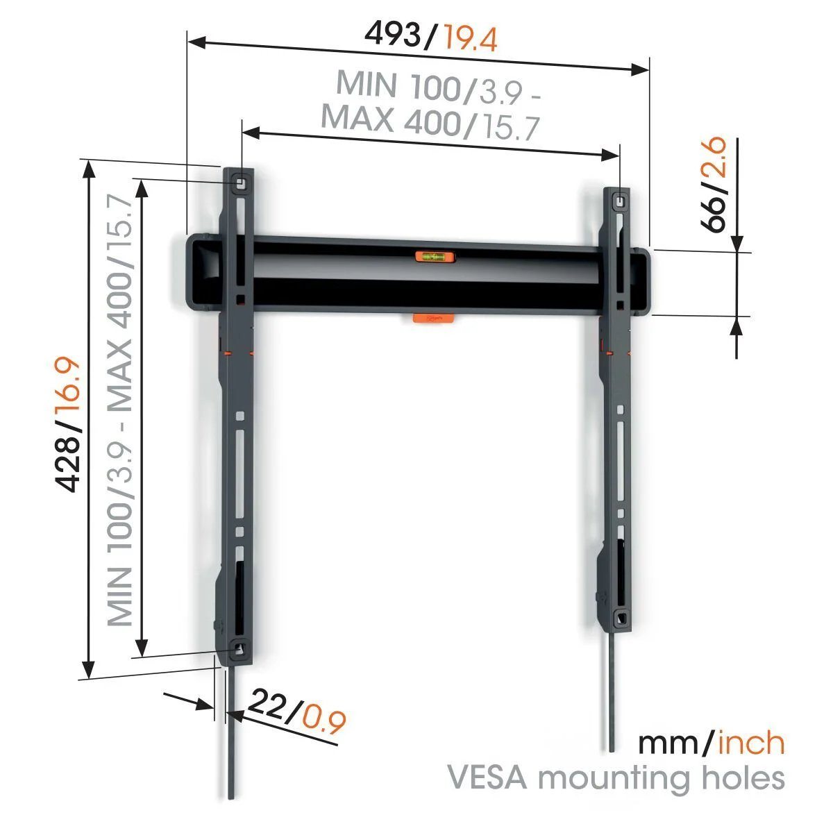 Vogels TVM 3405 TV (32-77") Fixed Black TV Wall Bracket