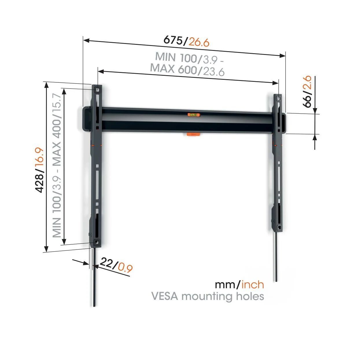 Vogels TVM 3605 TV (40-100") Fixed Black TV Wall Bracket