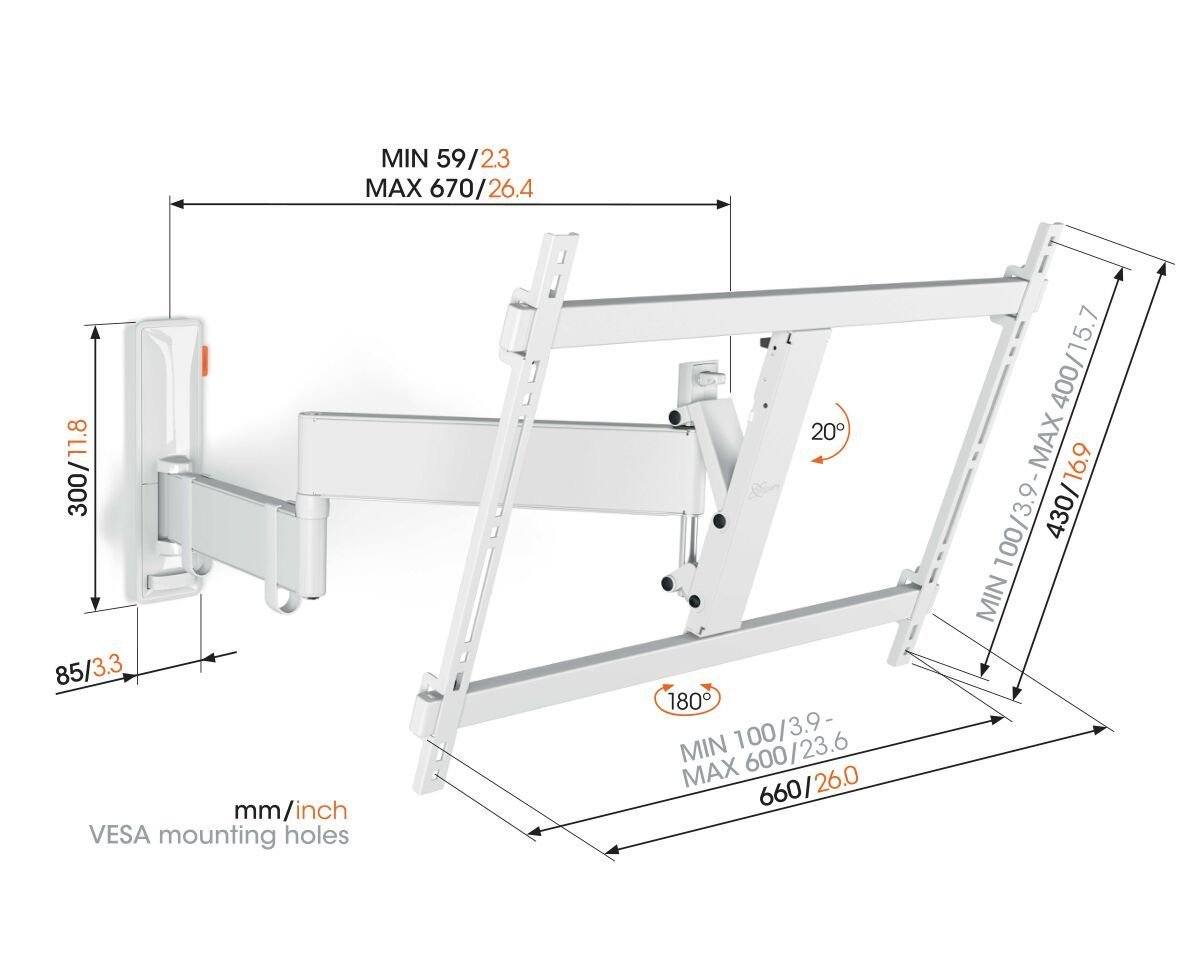Vogels TVM 3645 TV (40-77") Double Arm White Wall Bracket