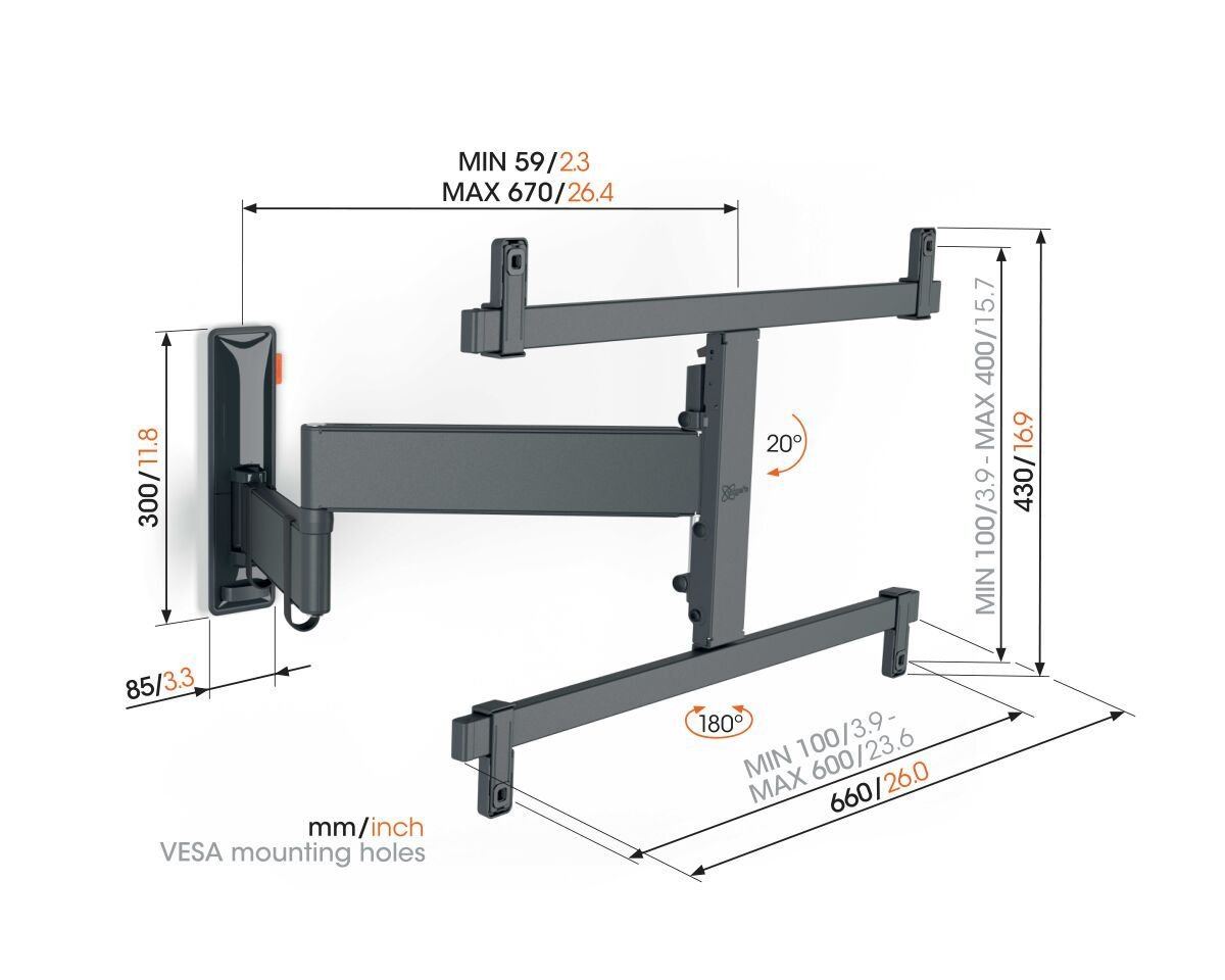 Vogels TVM 3665 TV (40-77") Double Arm Black Wall Bracket for OLED TV's