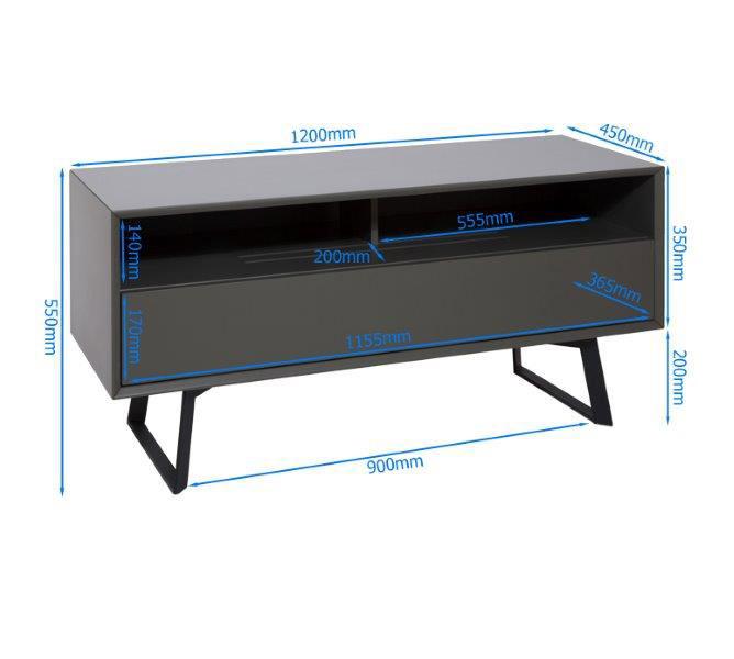 Alphason Carbon 1200 Black and Grey TV Stand ADCA1200-GRY