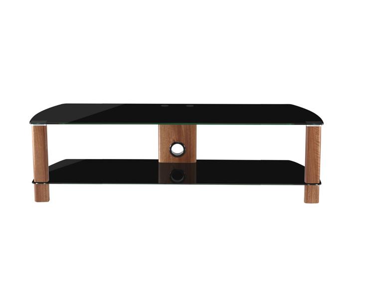 Alphason Century ADCE1500-BLK Walnut and Black Glass TV Stand