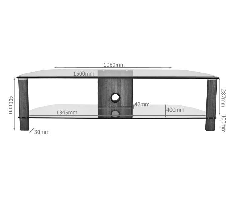 Alphason Century ADCE1500-BLK Walnut and Black Glass TV Stand