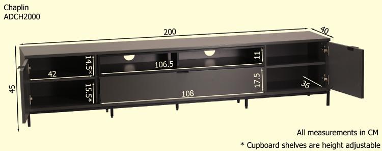 Alphason Chaplin 2000 Charcoal ADCH2000-CH TV Cabinet