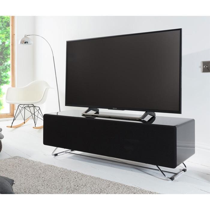 Alphason Chromium Concept 1200mm TV Stand in Black with Speaker Mesh Front (CRO2-1200CPT-BLK)