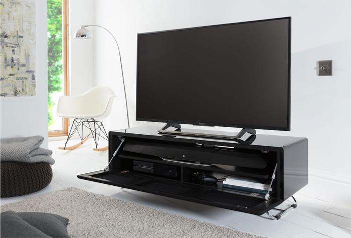 Alphason Chromium Concept 1200mm TV Stand in Black with Speaker Mesh Front (CRO2-1200CPT-BLK)
