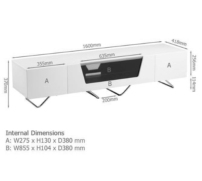 Alphason Chromium 1600mm TV Stand in Grey (CRO2-1600CB-GRY)