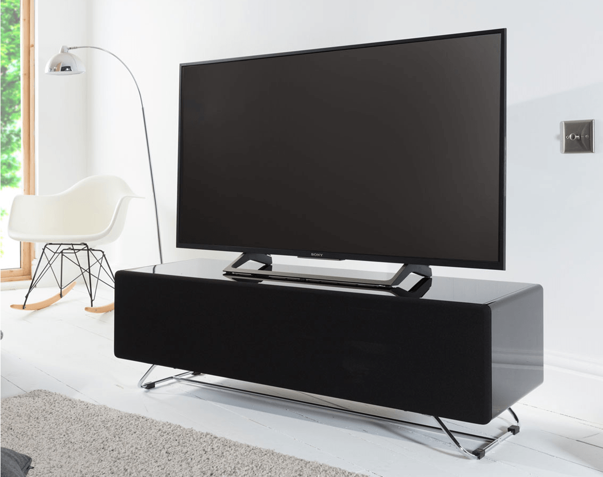 Alphason Chromium Concept 1200mm TV Stand in Black with Speaker Mesh Front (CRO2-1200CPT-BLK)