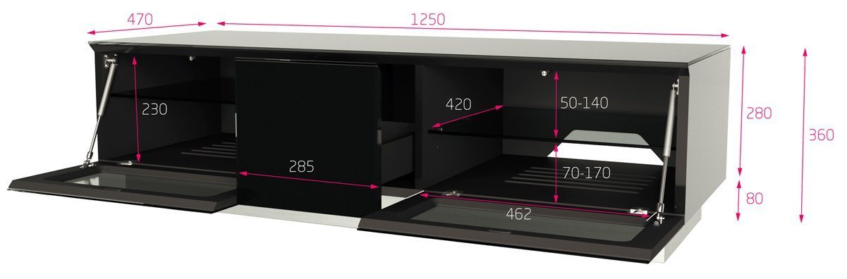 Alphason Element EMT1250 High Gloss White TV Cabinet