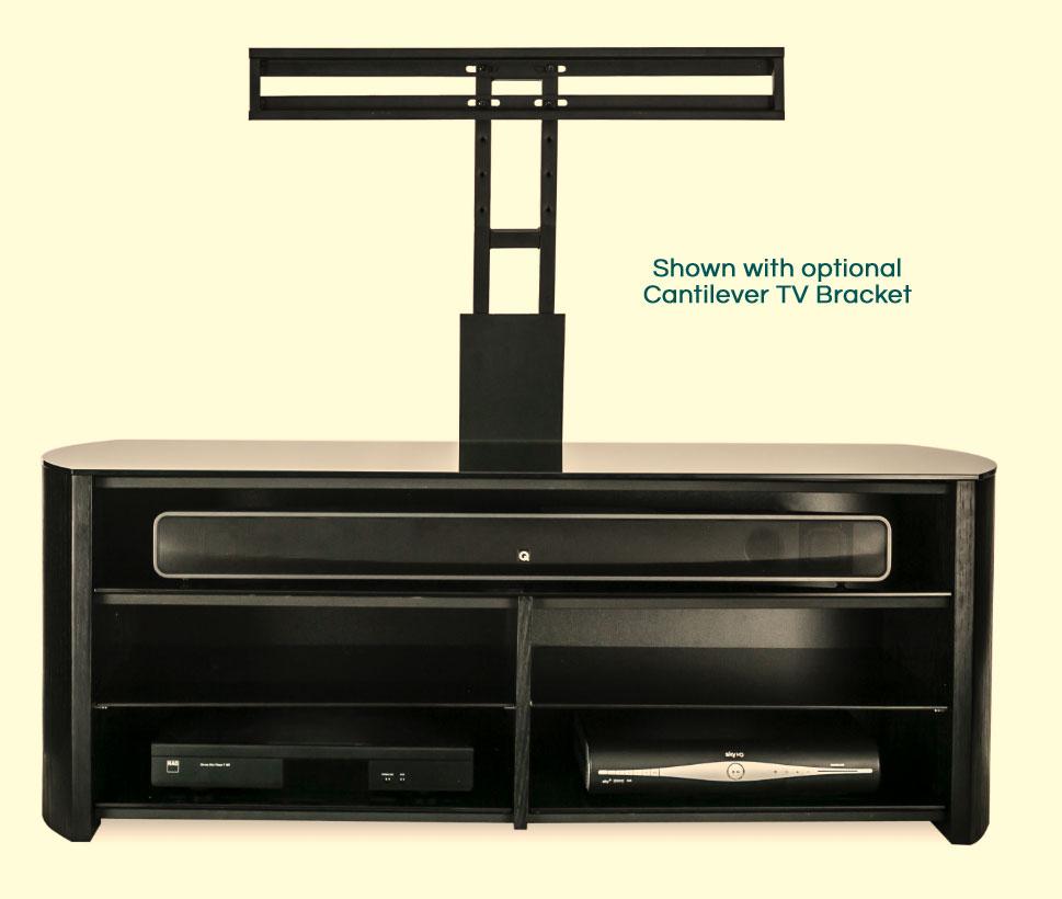 Alphason Finewoods Black Oak Soundbar Ready TV Stand - FW1350SB-BLK