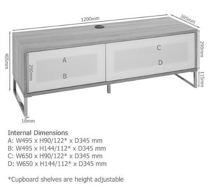 Alphason Helium 1200mm Oak and White Wall Mountable / Free Standing TV Stand (ADHE1200-LO)