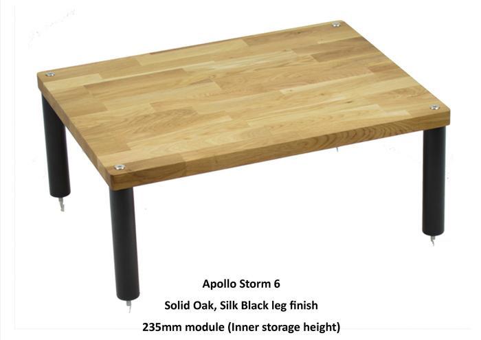 Apollo Storm 6 Solid Oak and Black 3 Shelf Hi-Fi Rack