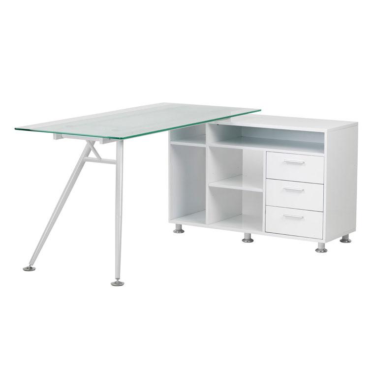 Alphason Augusta White Glass Corner Desk AW13366A CL