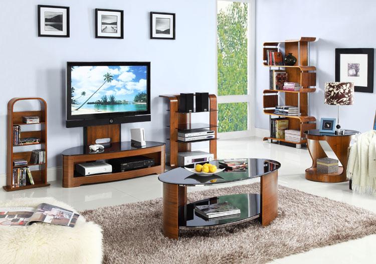 Jual Bali Curved Bookcase in Walnut (BS201-WAL)