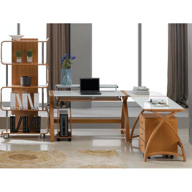 Jual Helsinki Curved 1300mm Wide Laptop Table in Oak and White Glass