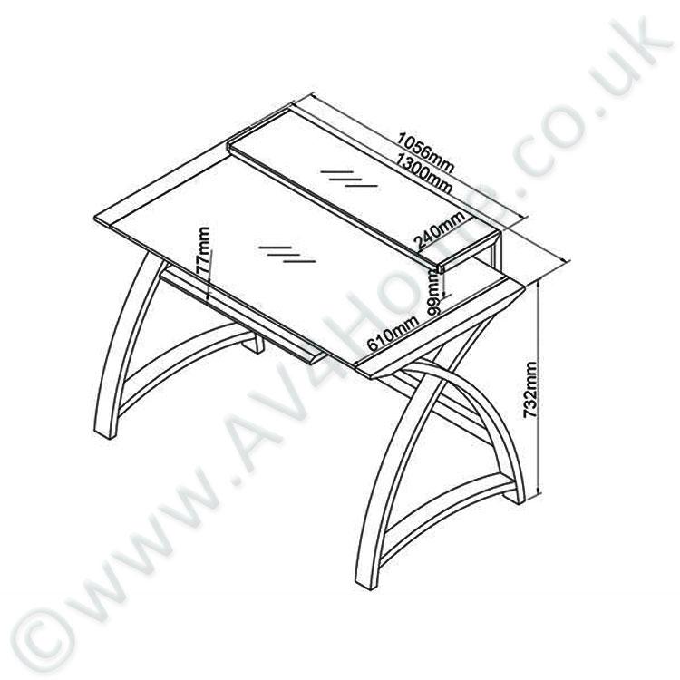 Jual Helsinki Curved 1300mm Wide Computer Desk in Walnut and Black Glass