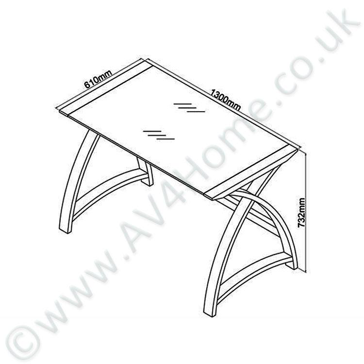 Jual Helsinki Curved 1300mm Wide Laptop Table in Oak and White Glass