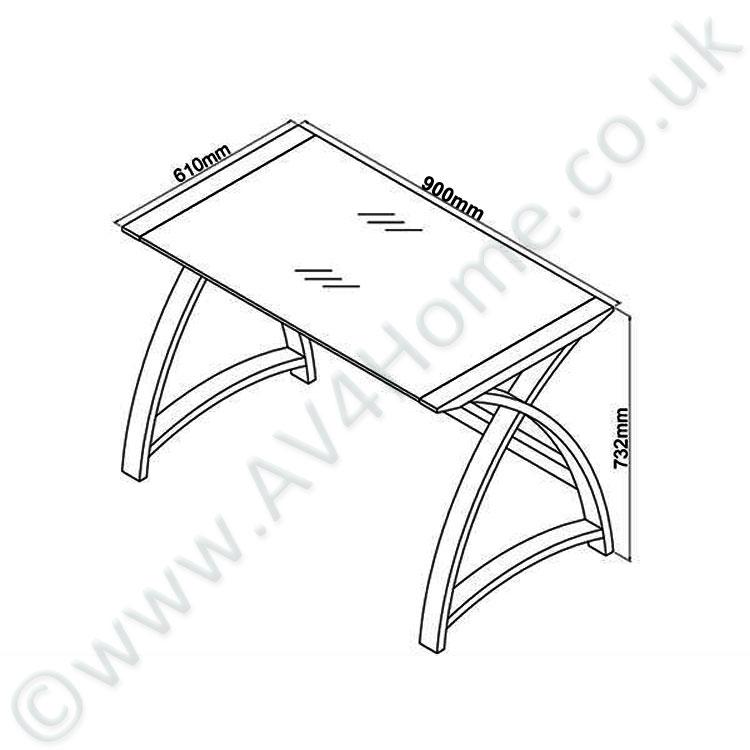 Jual Helsinki Curved 900mm Laptop Table in Oak and White Glass