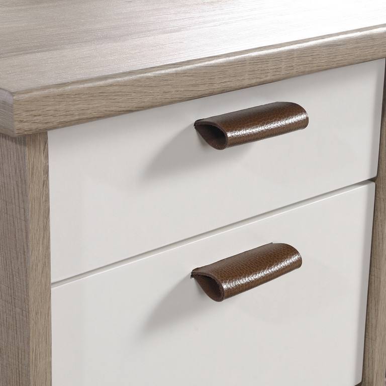 Teknik Avon Oak and White Desk with Leather Handles (5423235)