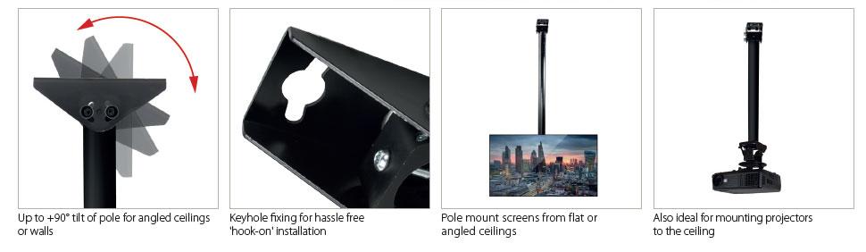 B-Tech BT7808 Ceiling / Wall Mount with Tilt for 50mm Diameter Poles