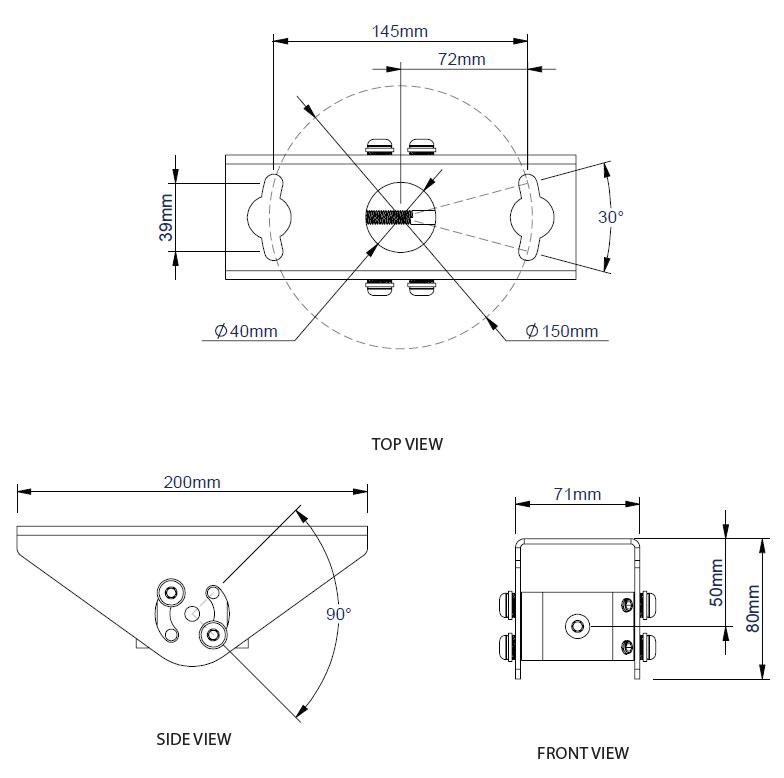 B-Tech BT7808 Ceiling / Wall Mount with Tilt for 50mm Diameter Poles