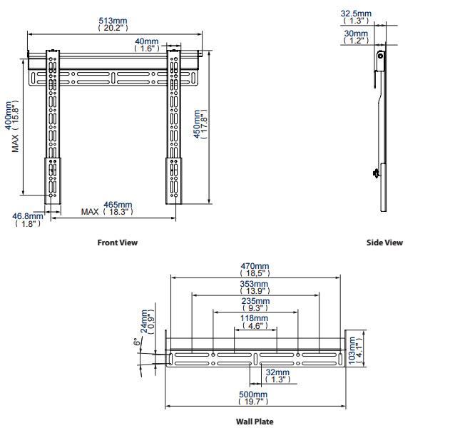 B-Tech BT8421-PRO - Universal TV Wall Bracket for screens up to 55 inches