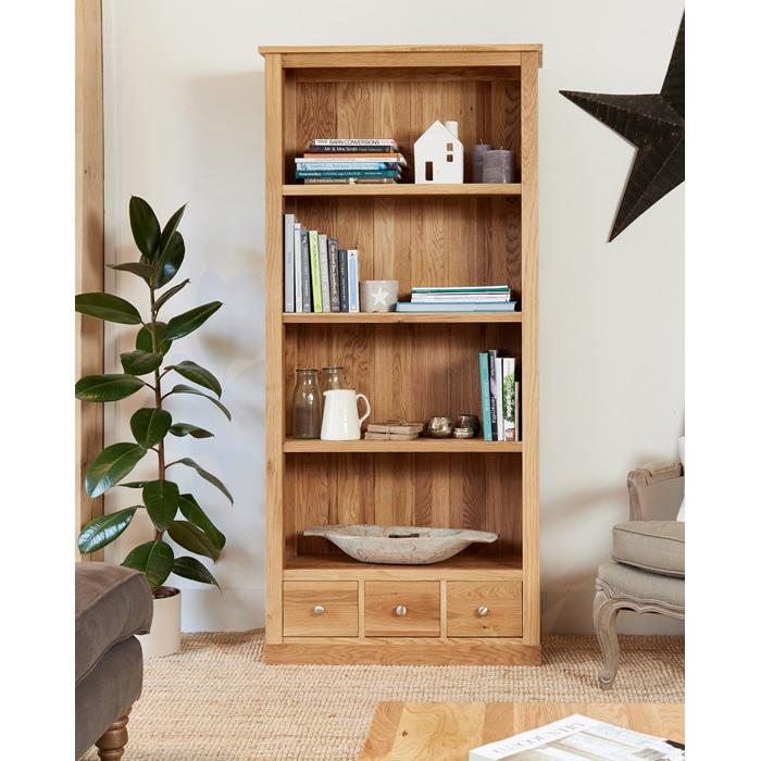 Baumhaus Mobel Oak Large 3 Drawer Bookcase (COR01A)