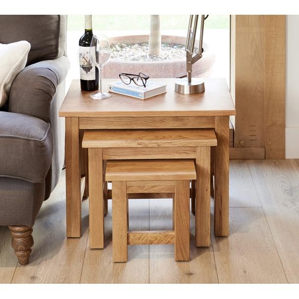 Baumhaus Mobel Oak Nest of 3 Coffee Tables (COR08A)