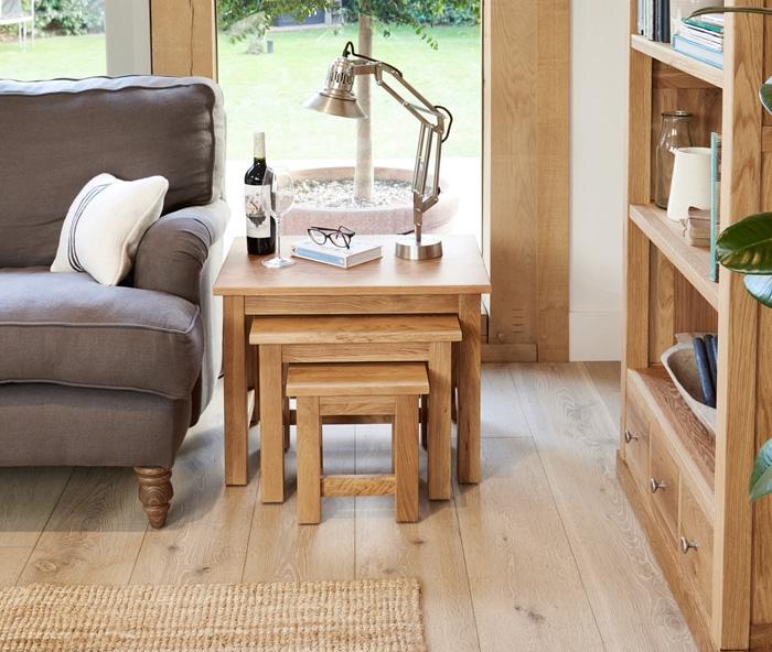 Baumhaus Mobel Oak Nest of 3 Coffee Tables (COR08A)