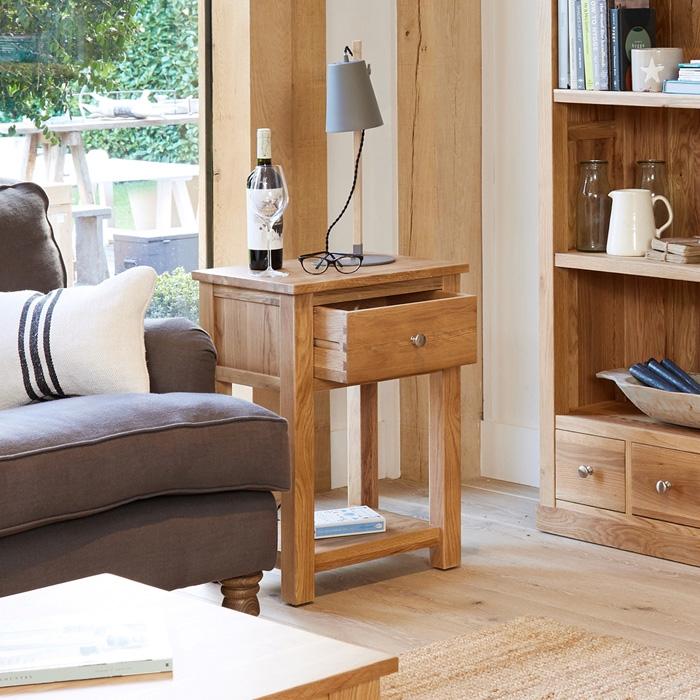 Baumhaus Mobel Oak One Drawer Lamp Table (COR10A)