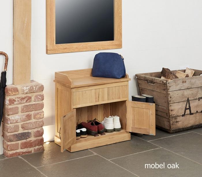 Baumhaus Mobel Oak Shoe Bench with Hidden Storage (COR20C)